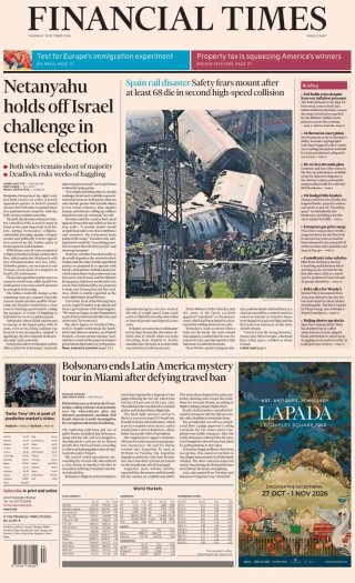The Financial Times frontpage thumbnail