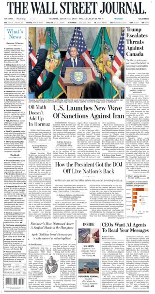 Wall Street Journal frontpage thumbnail