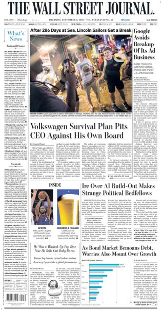 Wall Street Journal frontpage thumbnail