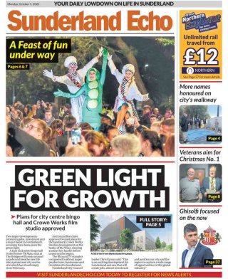 Sunderland Echo frontpage thumbnail