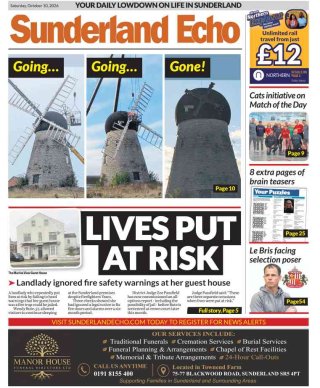 Sunderland Echo frontpage thumbnail