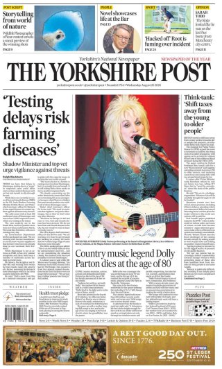 Yorkshire Post frontpage thumbnail