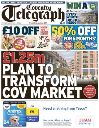 Coventry Telegraph frontpage thumbnail