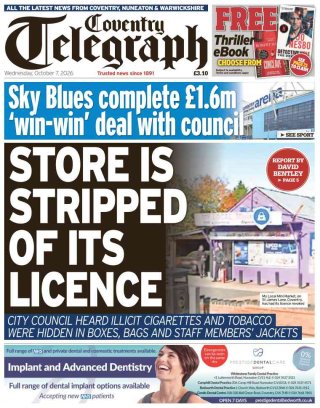 Coventry Telegraph frontpage thumbnail