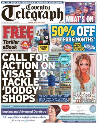 Coventry Telegraph frontpage thumbnail