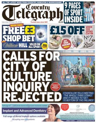 Coventry Telegraph frontpage thumbnail